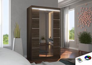 Skapis ADRK Furniture ar LED apgaismojumu Genua 120, tumši brūns cena un informācija | Skapji | 220.lv