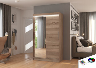 Шкаф со светодиодной подсветкой ADRK Furniture Bario 120, коричневый цвет цена и информация | Шкафы | 220.lv