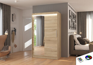 Skapis ADRK Furniture ar LED apgaismojumu Bario 120, smilšu цена и информация | Шкафы | 220.lv