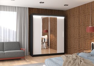 Шкаф ADRK Furniture со светодиодной подсветкой Dallas 180, белый цвет/черный цвет цена и информация | Шкафы | 220.lv