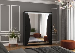 Skapis ADRK Furniture ar LED apgaismojumu Charlotte 180, melns цена и информация | Шкафы | 220.lv