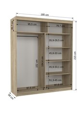 Skapis ADRK Furniture ar LED apgaismojumu Charlotte 180, smilšu cena un informācija | Skapji | 220.lv