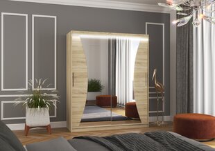 Skapis ADRK Furniture ar LED apgaismojumu Charlotte 180, smilšu cena un informācija | Skapji | 220.lv