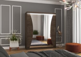 Skapis ADRK Furniture ar LED apgaismojumu Charlotte 180, tumši brūns цена и информация | Шкафы | 220.lv