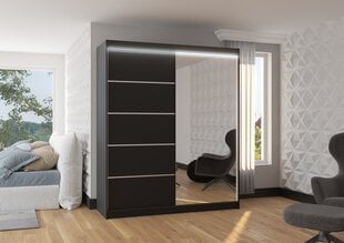 Skapis ADRK Furniture ar LED apgaismojumu Caro 180, melns cena un informācija | Skapji | 220.lv