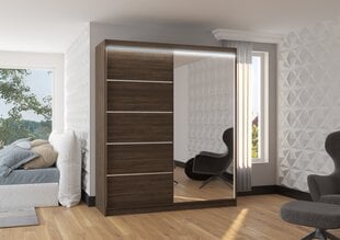 Skapis ADRK Furniture ar LED apgaismojumu Caro 180, tumši brūns цена и информация | Шкафы | 220.lv