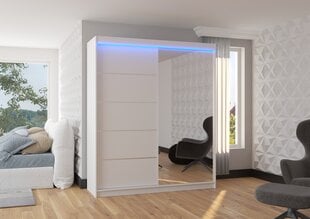 Skapis ADRK Furniture ar LED apgaismojumu Caro 180, balts cena un informācija | Skapji | 220.lv