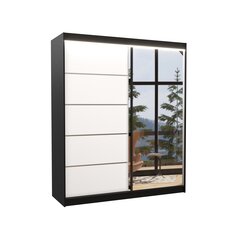 Шкаф ADRK Furniture со светодиодной подсветкой Caro 180, белый цвет/черный цвет цена и информация | Шкафы | 220.lv