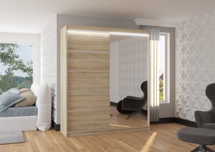 Skapis ADRK Furniture ar LED apgaismojumu Caro 180, smilšu cena un informācija | Skapji | 220.lv