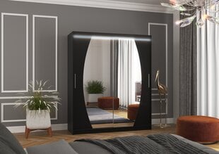 Skapis ADRK Furniture ar LED apgaismojumu Baltimore 180, melns cena un informācija | Skapji | 220.lv
