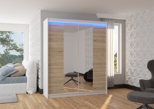 Skapis ADRK Furniture ar LED apgaismojumu Balance 180, smilšu/balts cena un informācija | Skapji | 220.lv