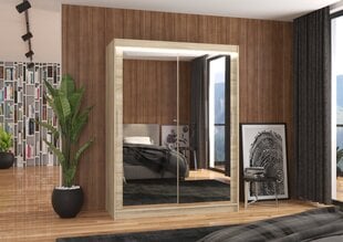 Skapis ADRK Furniture ar LED apgaismojumu Permo 150, smilšu cena un informācija | Skapji | 220.lv