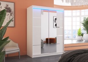 Skapis ADRK Furniture ar LED apgaismojumu Nordic 150, balts cena un informācija | Skapji | 220.lv