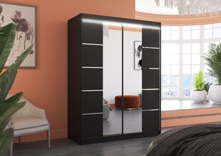 Skapis ADRK Furniture ar LED apgaismojumu Nordic 150, melns cena un informācija | Skapji | 220.lv
