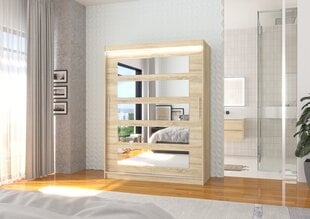 Skapis ADRK Furniture ar LED apgaismojumu Murani 150, smilšu cena un informācija | Skapji | 220.lv