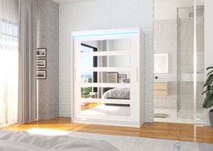 Skapis ADRK Furniture ar LED apgaismojumu Murani 150, balts цена и информация | Шкафы | 220.lv