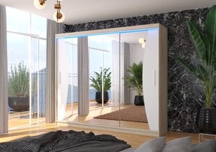 Skapis ADRK Furniture ar LED apgaismojumu Diego 250, balts/smilšu cena un informācija | Skapji | 220.lv