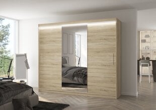 Skapis ADRK Furniture ar LED apgaismojumu Denis 250, smilšu цена и информация | Шкафы | 220.lv