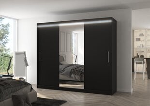 Skapis ADRK Furniture ar LED apgaismojumu Denis 250, melns cena un informācija | Skapji | 220.lv