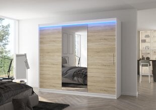 Skapis ADRK Furniture ar LED apgaismojumu Denis 250, smilšu/balts цена и информация | Шкафы | 220.lv