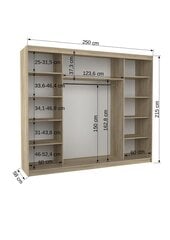 Шкаф ADRK Furniture со светодиодной подсветкой Chester 250, белый цвет/песочный цена и информация | Шкафы | 220.lv