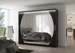 Skapis ADRK Furniture ar LED apgaismojumu Cambe 250, melna cena un informācija | Skapji | 220.lv