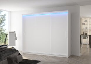 Skapis ADRK Furniture ar LED apgaismojumu Antos 250, balts cena un informācija | Skapji | 220.lv