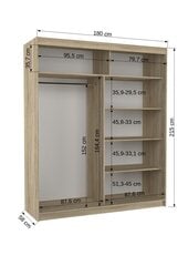 Шкаф ADRK Furniture со светодиодной подсветкой Tom 180, бежевый цвет цена и информация | Шкафы | 220.lv