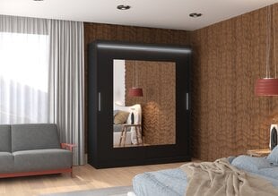 Skapis ADRK Furniture ar LED apgaismojumu Rosette 180, melns cena un informācija | Skapji | 220.lv
