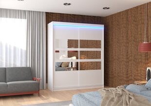 Skapis ADRK Furniture ar LED apgaismojumu Toledo 180, balts cena un informācija | Skapji | 220.lv