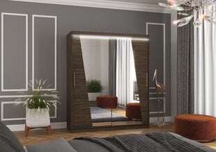 Skapis ADRK Furniture ar LED apgaismojumu Preto 180, tumši brūns цена и информация | Шкафы | 220.lv