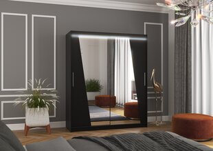 Skapis ADRK Furniture ar LED apgaismojumu Preto 180, melns cena un informācija | Skapji | 220.lv