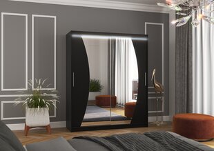Skapis ADRK Furniture ar LED apgaismojumu Dolores 180, melns cena un informācija | Skapji | 220.lv