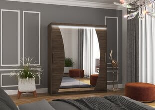 Skapis ADRK Furniture ar LED apgaismojumu Dolores 180, tumši brūns cena un informācija | Skapji | 220.lv