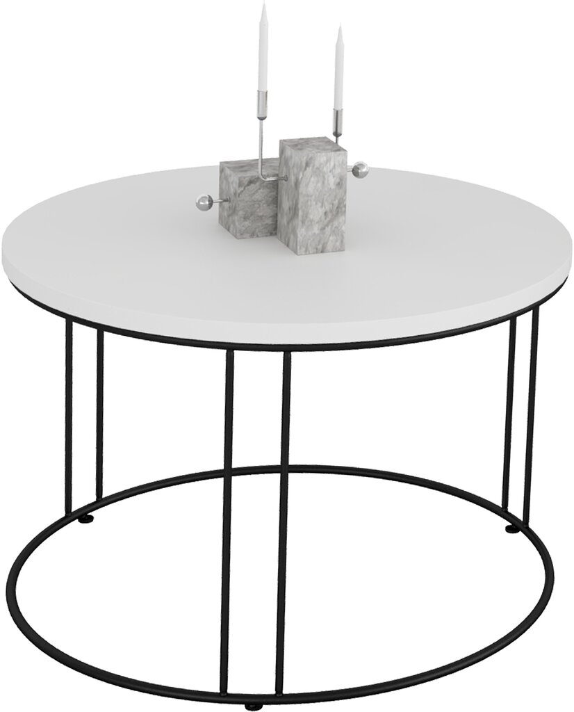Kafijas galdiņš ADRK Furniture Noel, 55x55cm, balts/melns cena un informācija | Žurnālgaldiņi | 220.lv