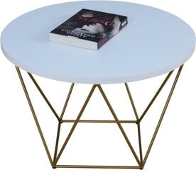 Kafijas galdiņš ADRK Furniture Liam, 55x55cm, balts/zelta cena un informācija | Žurnālgaldiņi | 220.lv