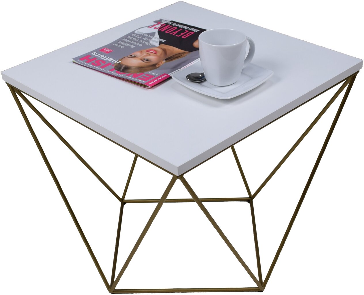 Kafijas galdiņš ADRK Furniture Diana 50x50cm, balts/zelta cena un informācija | Žurnālgaldiņi | 220.lv