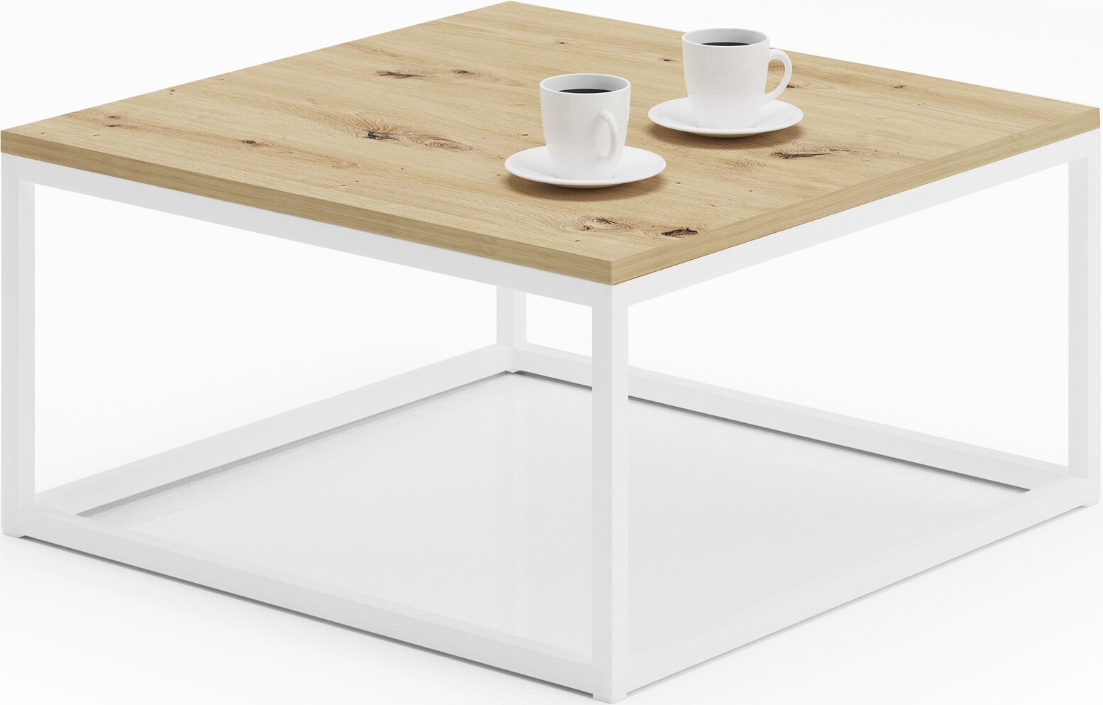 Kafijas galdiņš ADRK Furniture Belten 65x65cm, brūns/balts cena un informācija | Žurnālgaldiņi | 220.lv