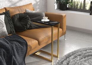 Sānu galds ADRK Furniture Spark, 62x30x40 cm, melns/zelta cena un informācija | Žurnālgaldiņi | 220.lv
