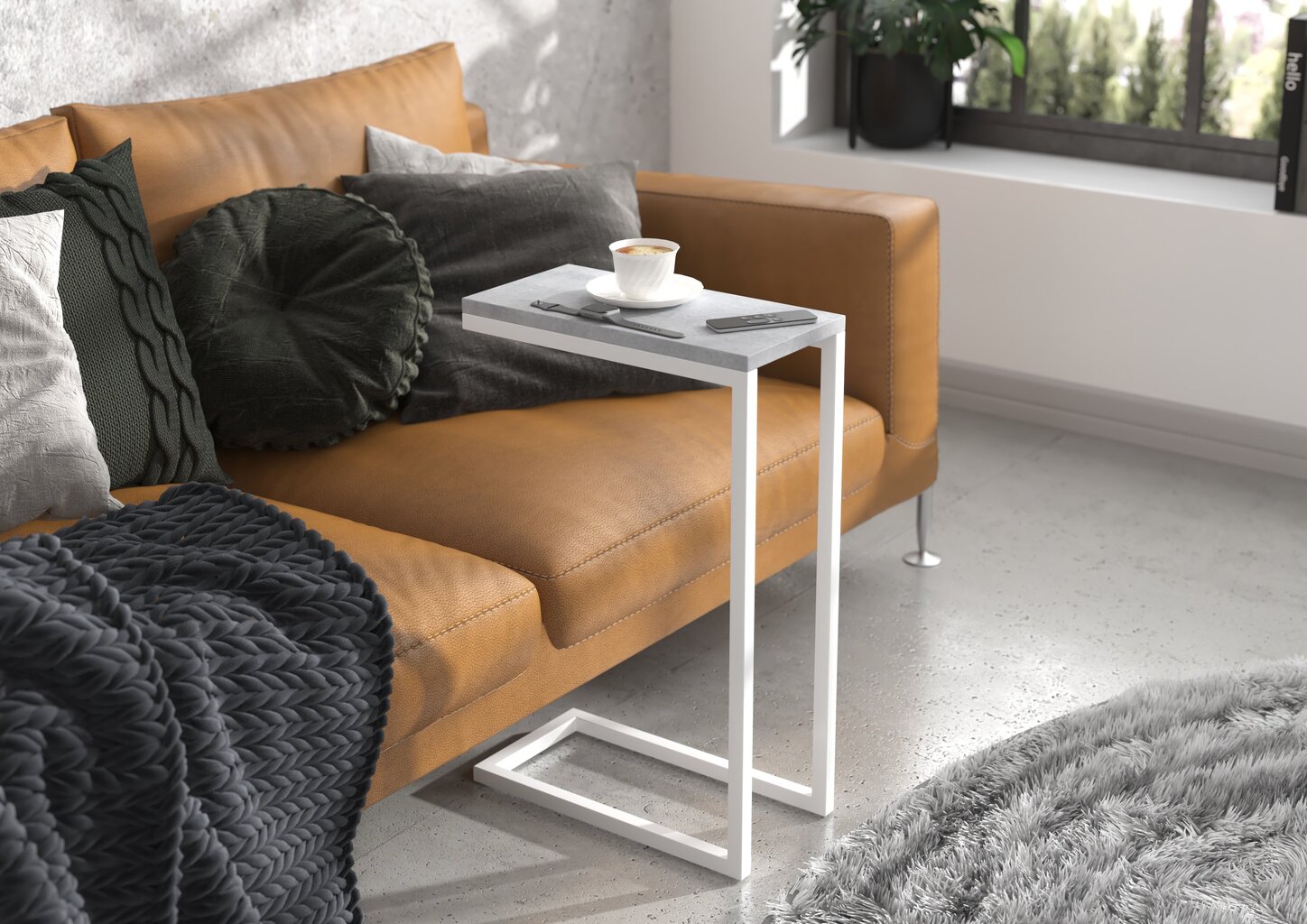 Sānu galds ADRK Furniture Spark, 62x30x40 cm, pelēks/balts cena un informācija | Žurnālgaldiņi | 220.lv