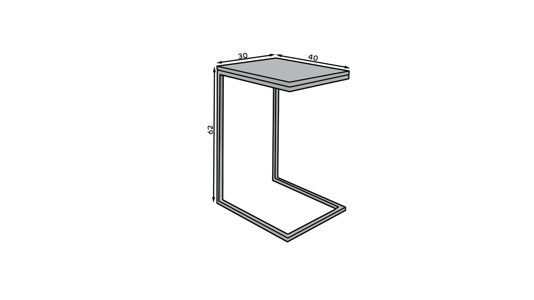 Sānu galds ADRK Furniture Spark, 62x30x40 cm, pelēks/balts cena un informācija | Žurnālgaldiņi | 220.lv