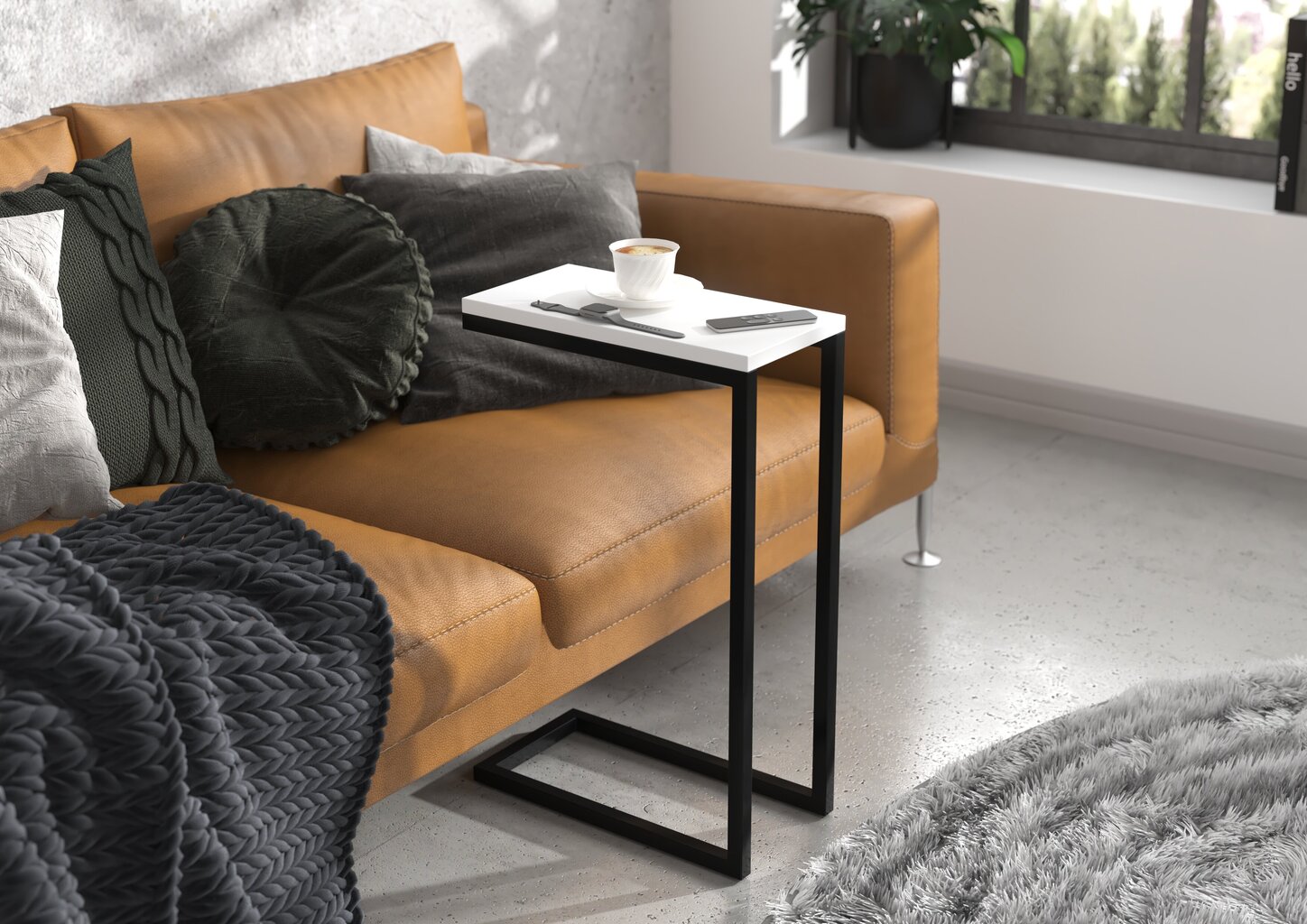 Sānu galds ADRK Furniture Spark, 62x30x40 cm, balts/melns cena un informācija | Žurnālgaldiņi | 220.lv