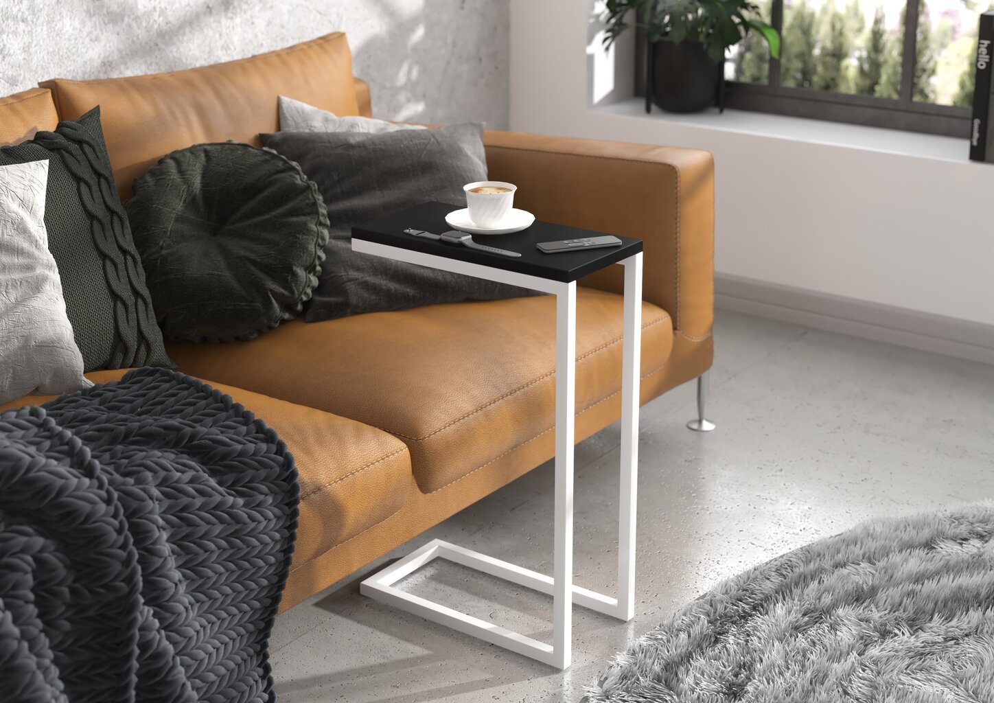 Sānu galds ADRK Furniture Spark, 62x30x40 cm, melns/balts cena un informācija | Žurnālgaldiņi | 220.lv