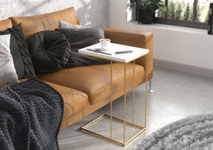 Sānu galds ADRK Furniture Dru, 62x30x40 cm, gaiši balts/zelta cena un informācija | Žurnālgaldiņi | 220.lv