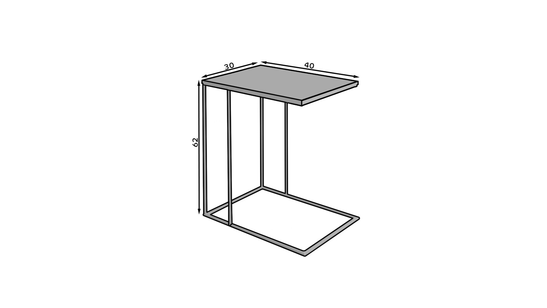 Sānu galds ADRK Furniture Dru, 62x30x40 cm, gaiši melns cena un informācija | Žurnālgaldiņi | 220.lv