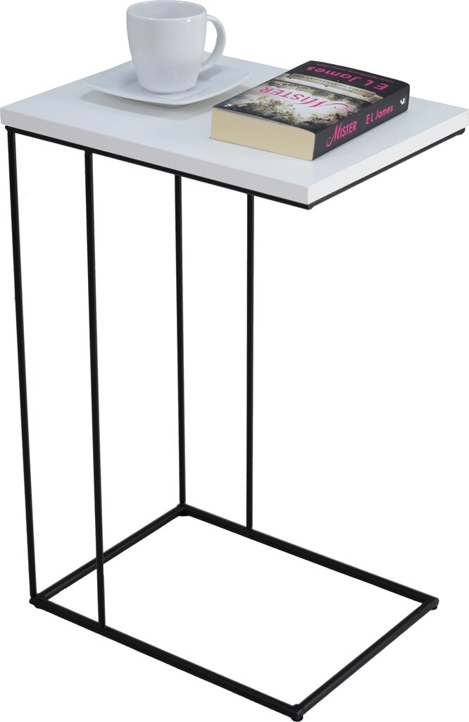 Sānu galds ADRK Furniture Dru, 62x30x40 cm, balts/melns cena un informācija | Žurnālgaldiņi | 220.lv