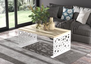 Kafijas galdiņš ADRK Furniture Rina, 100x60cm, gaiši brūns/balts cena un informācija | Žurnālgaldiņi | 220.lv