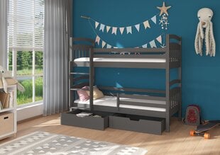 Divstāvu gulta ADRK Furniture Ada 80x180cm, pelēka цена и информация | Детские кровати | 220.lv