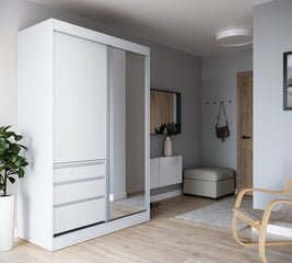 Шкаф ADRK Furniture с зеркалом Haidar 140, белый цена и информация | Шкафы | 220.lv