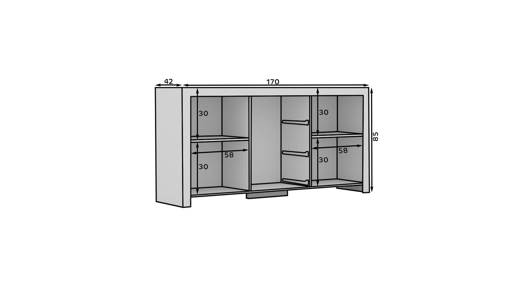 Kumode ADRK Furniture 3SZ2D Cesiro, balta cena un informācija | Kumodes | 220.lv